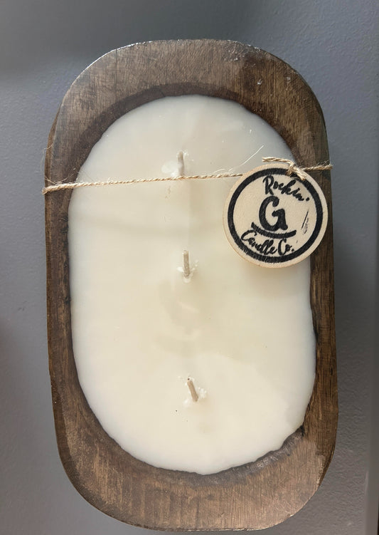 Oval Wooden Dough Bowl Candle