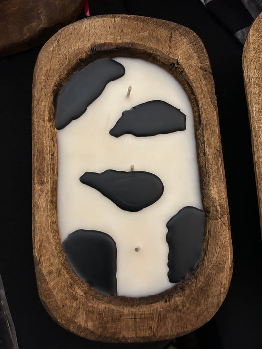 Cow Print Dough Bowl Candles