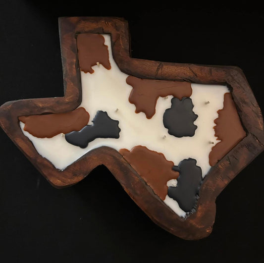 Texas (tri-cow print)Dough Bowl Candle